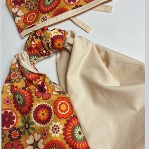 Floral with Cream Accent bandanna headband and knot bag. Handmade with love 💕